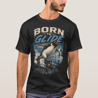 Born to Glide – Retro-Rollschuh-Pinguin Vinta T-Shirt