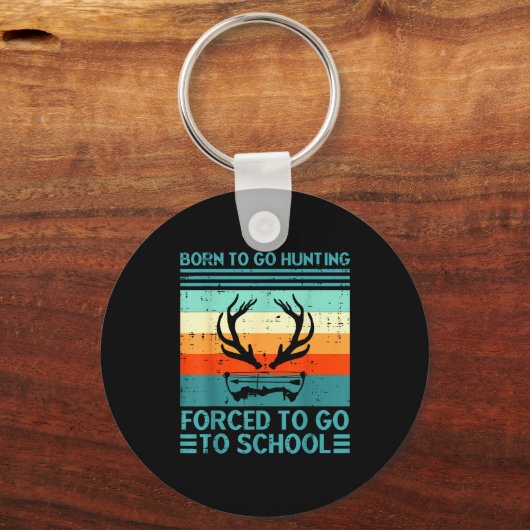 Born To Go Hunting Forced School Retro Hunter Men Schlüsselanhänger (Vorderseite)