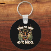 Born To Go Hunting Forced To Go 100 Days Of School Schlüsselanhänger (Vorderseite)