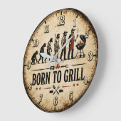 Born to Grill Funny BBQ Evolution Große Wanduhr (Winkel)