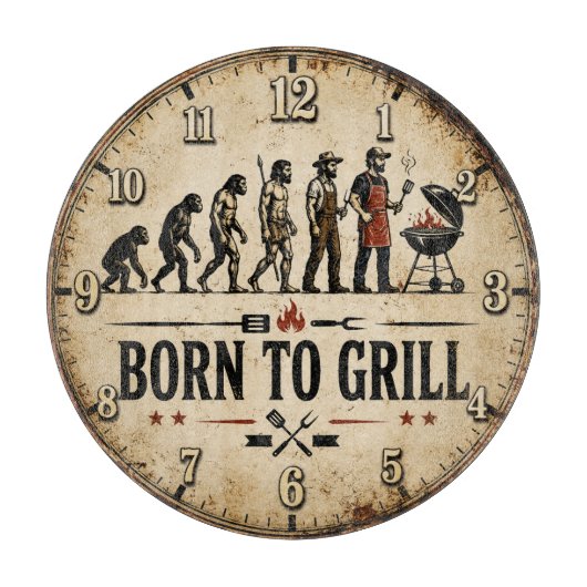 Born to Grill Funny BBQ Evolution Schneidebrett (Vorderseite)