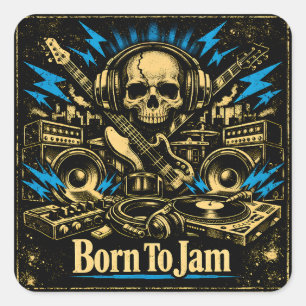 Born To Jam – Improvisationsmusik Seele Quadratischer Aufkleber