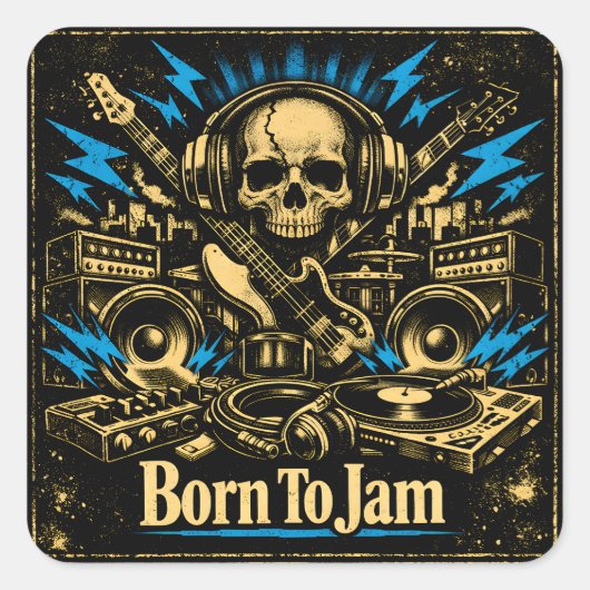 Born To Jam – Improvisationsmusik Seele Quadratischer Aufkleber (Vorderseite)