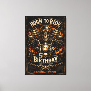 Born to Ride 50. Geburtstag Biker-Schädel Leinwanddruck