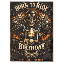 Born to Ride 50. Geburtstag Biker-Totenkopf-Karte