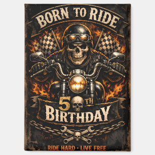 Born to Ride 50. Geburtstag Biker-Totenkopf-Karte Magnet