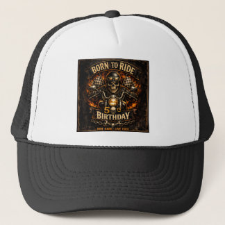 Born to Ride 50. Geburtstag Biker-Totenkopfkarte Truckerkappe
