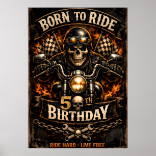 Born to Ride 50. Geburtstag Biker-Totenkopfplakat Poster