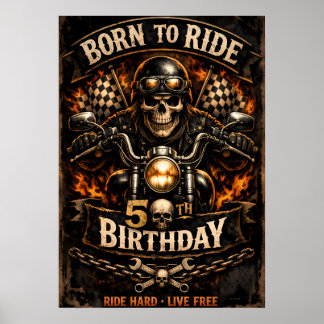 Born to Ride 50. Geburtstag Biker-Totenkopfplakat Poster