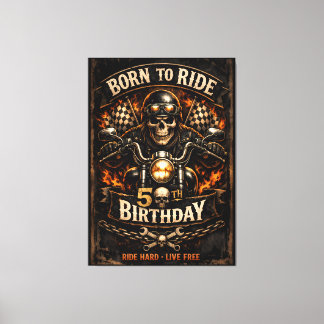 Born to Ride 50th Birthday Biker Skull Leinwanddruck