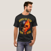 Born to Ride Flaming Skull Helmet T-Shirt (Vorne ganz)