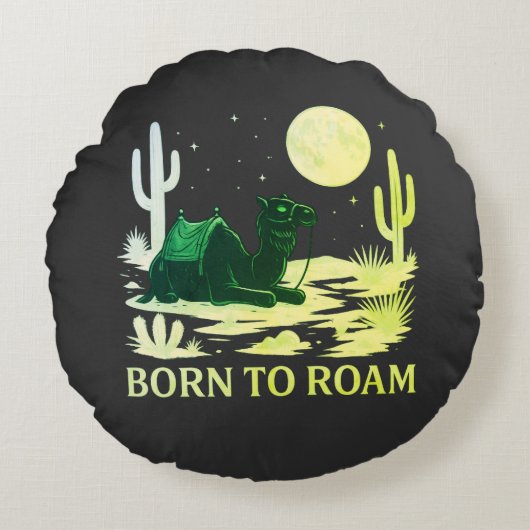 Born to Roam Rundes Kissen (Vorderseite)