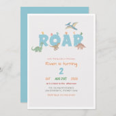 Born to Roar Baby Kid Dinosaur 2nd Birthday Einladung (Vorne/Hinten)