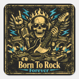 Born To Rock – Rock Music DNA Pride Quadratischer Aufkleber