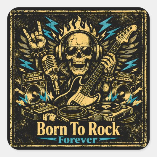 Born To Rock – Rock Music DNA Pride Quadratischer Aufkleber (Vorderseite)