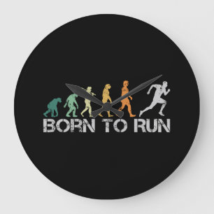 Born to Run Running Runner Evolution Retro Große Wanduhr