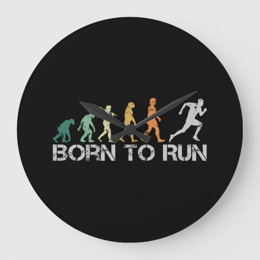 Born to Run Running Runner Evolution Retro Große Wanduhr (Vorderseite)