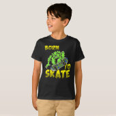 BORN TO SKATE - Tiger Cat on Skateboard T-Shirt (Vorne ganz)