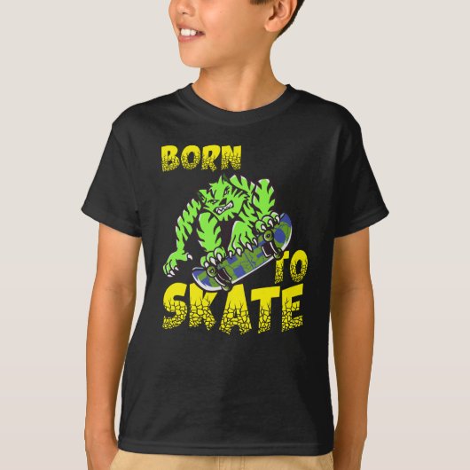 BORN TO SKATE - Tiger Cat on Skateboard T-Shirt (Vorderseite)