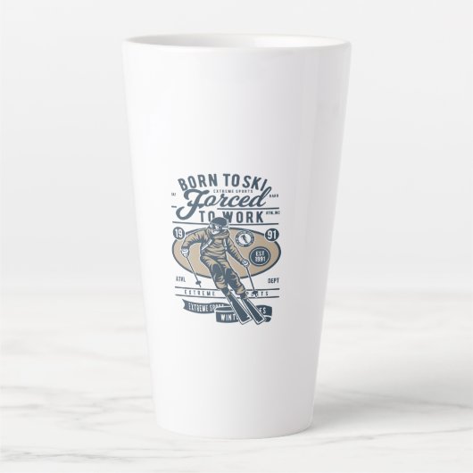 Born To Ski Forced to work Milchtasse (Vorderseite)