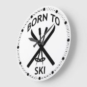 Born to Ski Große Wanduhr (Winkel)