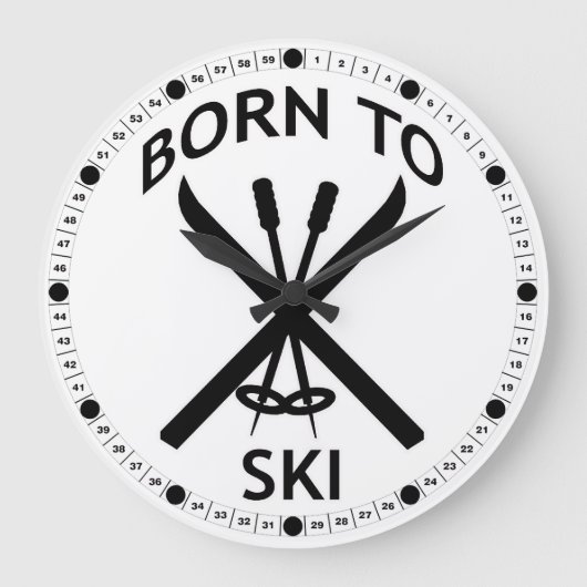Born to Ski Große Wanduhr (Vorderseite)