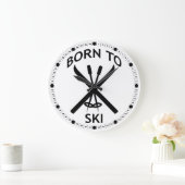Born to Ski Große Wanduhr (Zuhause)
