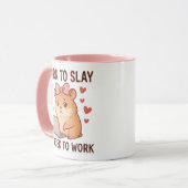 Born to Slay Forced to Work Funny Hamster Girly Tasse (Vorderseite Links)