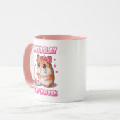 Born To Slay Forced To Work Funny Sad Hamster Tasse (Vorderseite Links)