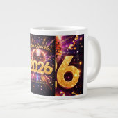 Born to Sparkle 2026 Disco Ball Happy New Year Jumbo-Tasse (Vorderseite Rechts)