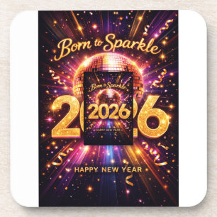 Born to Sparkle 2026 Disco-Kugel Frohes Neues Jahr Getränkeuntersetzer