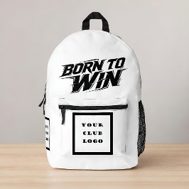 Born to Win Bold Athletic Club Logo Schwarze Typog Bedruckter Rucksack