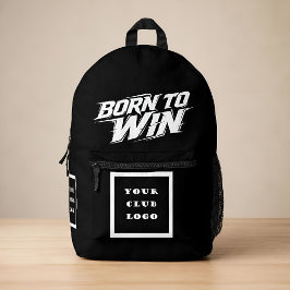 Born to Win Bold Athletic Club Logo Weiße Typograf Bedruckter Rucksack
