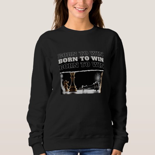 BORN TO WIN Chess Victory Hoodie – Motivational (Vorderseite)