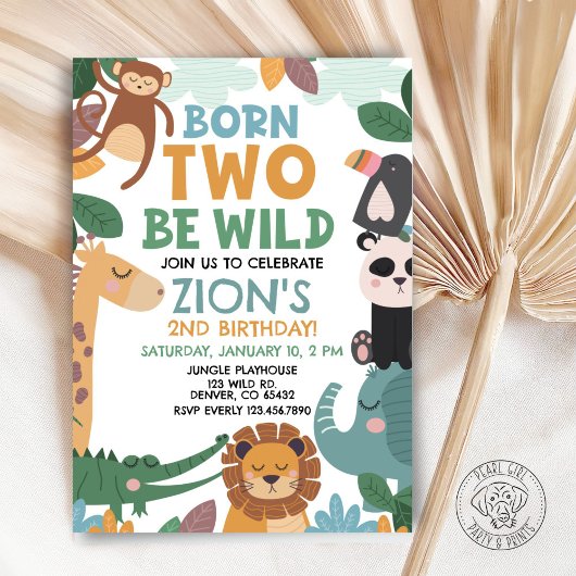 Born TWO Be Wild Birthday Einladung