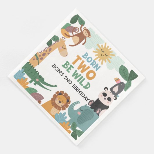 Born Two Be Wild Blau Serviette (Ecke)