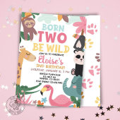 Born TWO Be Wild Pink Birthday Einladung