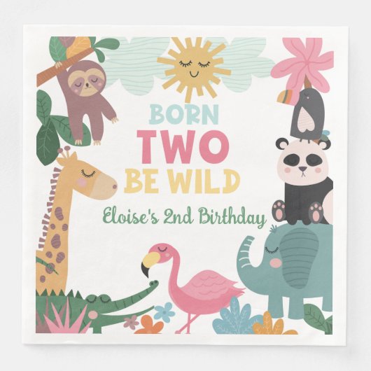 Born Two Be Wild Pink Serviette (Vorderseite)
