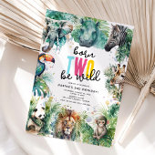 Born TWO Be Wild! Safari Animals Cool 2nd Birthday Einladung