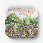 Born Two Be Wild Safari Birthday Pappteller (Vorderseite)