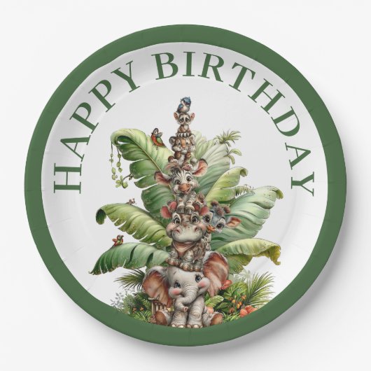 Born Two Be Wild Safari Birthday Pappteller (Vorderseite)