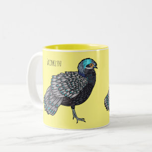 Bornean peacock-pheasant bird cartoon illustration zweifarbige tasse