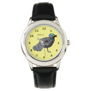 Bornean Pfauenfasan-Vogel-Cartoon-Illustration Armbanduhr