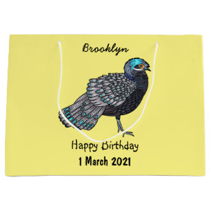 Borneanische Pfauenfasan-Vogel-Cartoon-Illustratio Große Geschenktüte