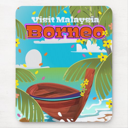 Borneo Island Reiseplakat. Mousepad (Vorne)
