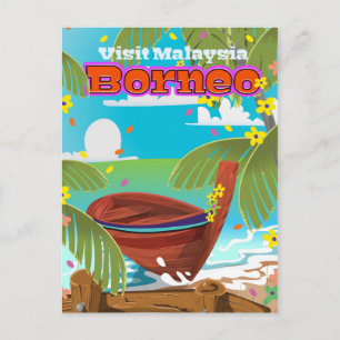 Borneo Island Reiseplakat. Postkarte