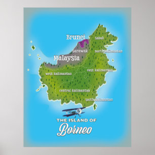 Borneo-Karte Poster