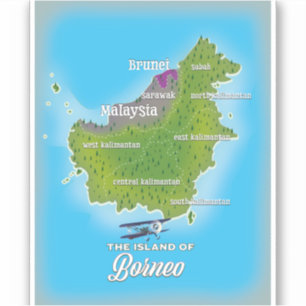 Borneo Map Aufkleber