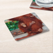 Borneo-Orang-Utan Rechteckiger Pappuntersetzer (angewinkelt)