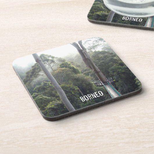 Borneo Rainforest Jungle Tree Canopy Scene Getränkeuntersetzer (Linke Seite)
